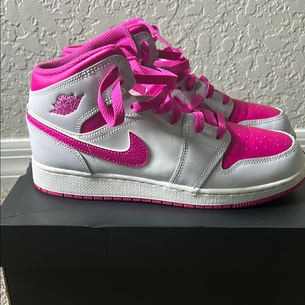 Air Jordan Pink and White High-Top Sneakers